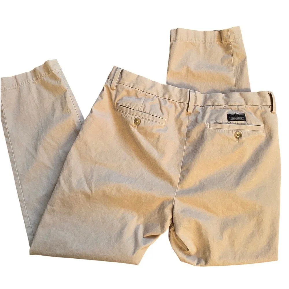 Banana‎ Republic Emerson Chino Mens Khaki Flat Front Pants Size 35x32 preppy
